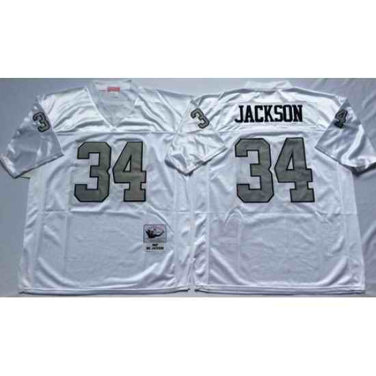 Mitchell And Ness Raiders #34 Bo Jackson White Throwback Stitched NFL Jersey
